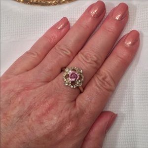 Rose Ring Surrounded by a white Rhinestone 10.5